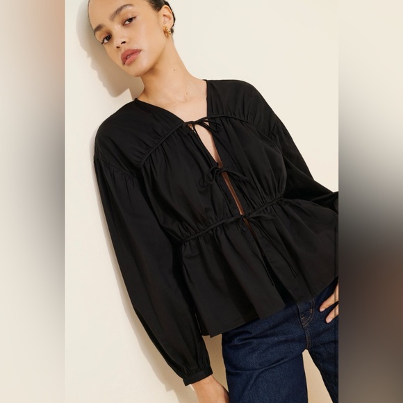 Modern Citizen Tops - Modern Citizen Hira Cotton Tie Front Blouse | Size L